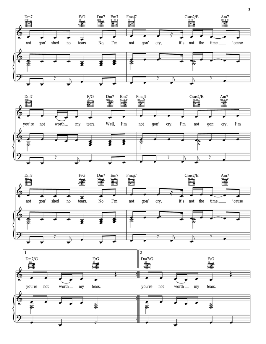 Not Gon' Cry Not Gon' Cry Piano, Vocal, Guitar scores gallery preview page 3