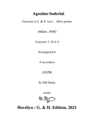 Canzoni a4 no.1-14 (Milan, 1608) (arrangements for 4 recorders)