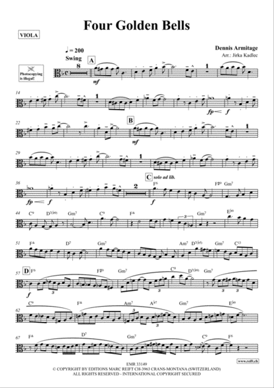 Four Golden Bells Viola scores gallery preview page 2