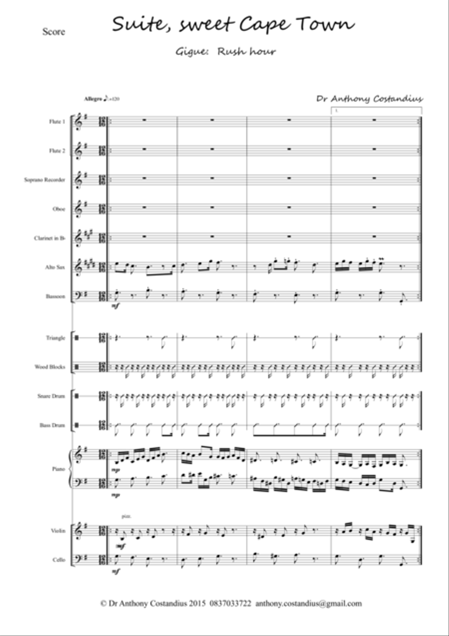 Suite, Sweet Cape Town - 4 Gigue Rush hour Concert Band scores gallery preview page 1