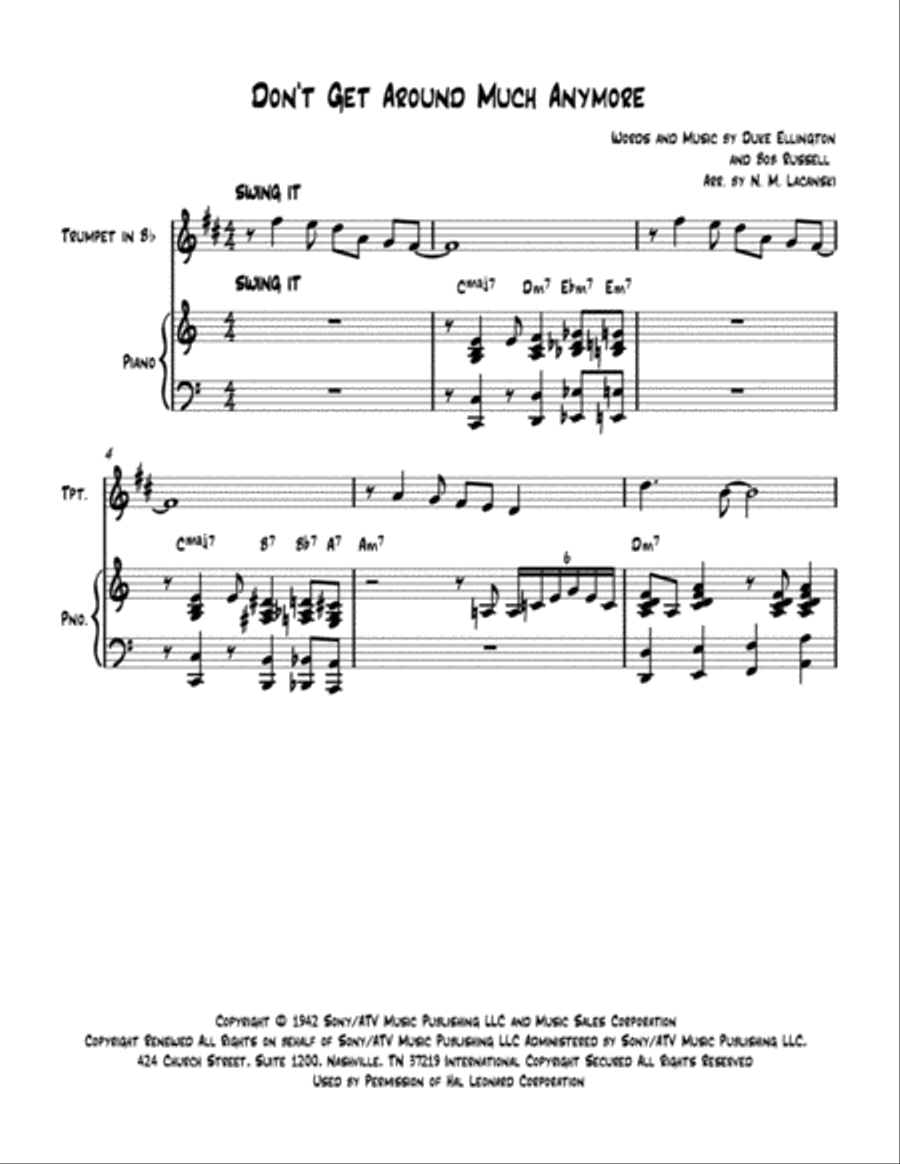 Don't Get Around Much Anymore Trumpet Solo scores gallery preview page 2