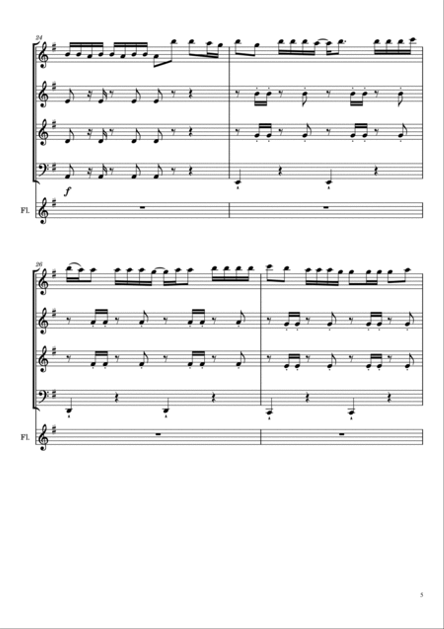 Reggaeton Lento (little Mix Remix) Woodwind Quartet scores gallery preview page 5