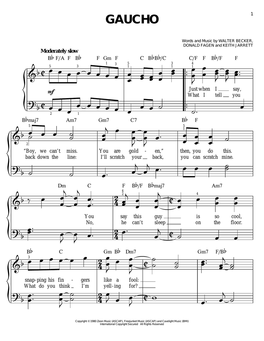 Gaucho Gaucho Easy Piano scores gallery preview page 1