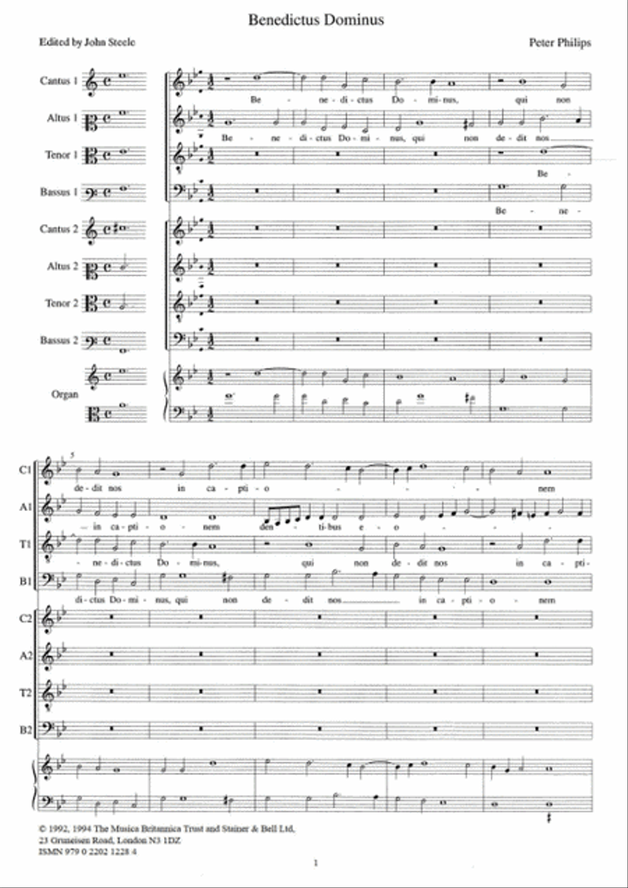 Benedictus Dominus. G minor (orig. A minor) 4-Part scores gallery preview page 2
