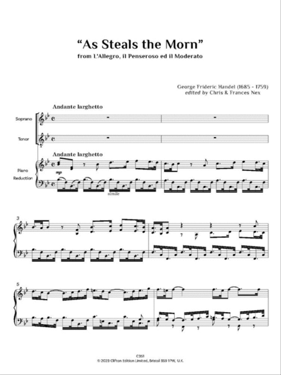 As Steals the Morn from L'Allegro, il pensoroso ed il Moderato Voice Solo scores gallery preview page 2