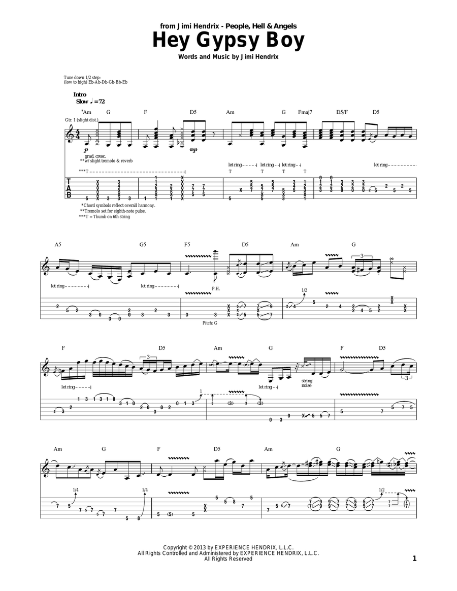 Hey Gypsy Boy Hey Gypsy Boy Acoustic Guitar scores gallery preview page 1