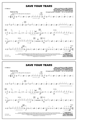Save Your Tears (arr. Conaway & Holt) - Cymbals