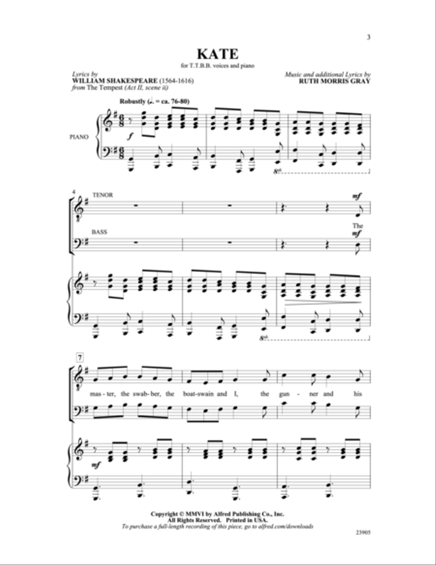 Kate Kate Men's Choir scores gallery preview page 2