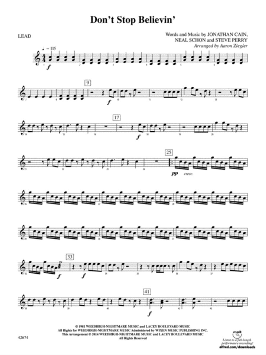 Don't Stop Believin': 1st Percussion Percussion scores gallery preview page 1