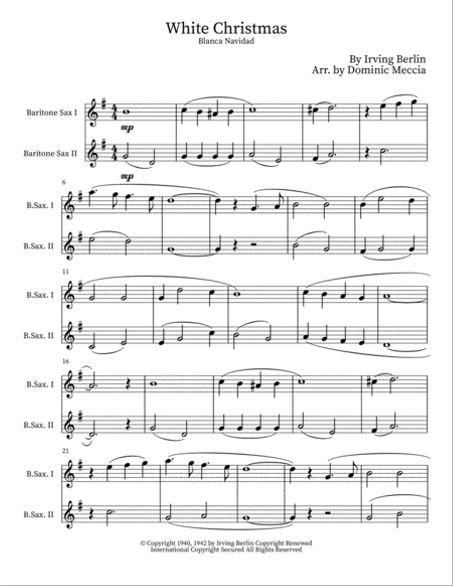 White Christmas Woodwind Duet scores gallery preview page 1