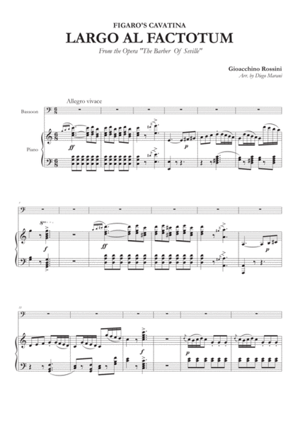 Figaro's Cavatina "Largo Al Factotum" for Bassoon and Piano image number null