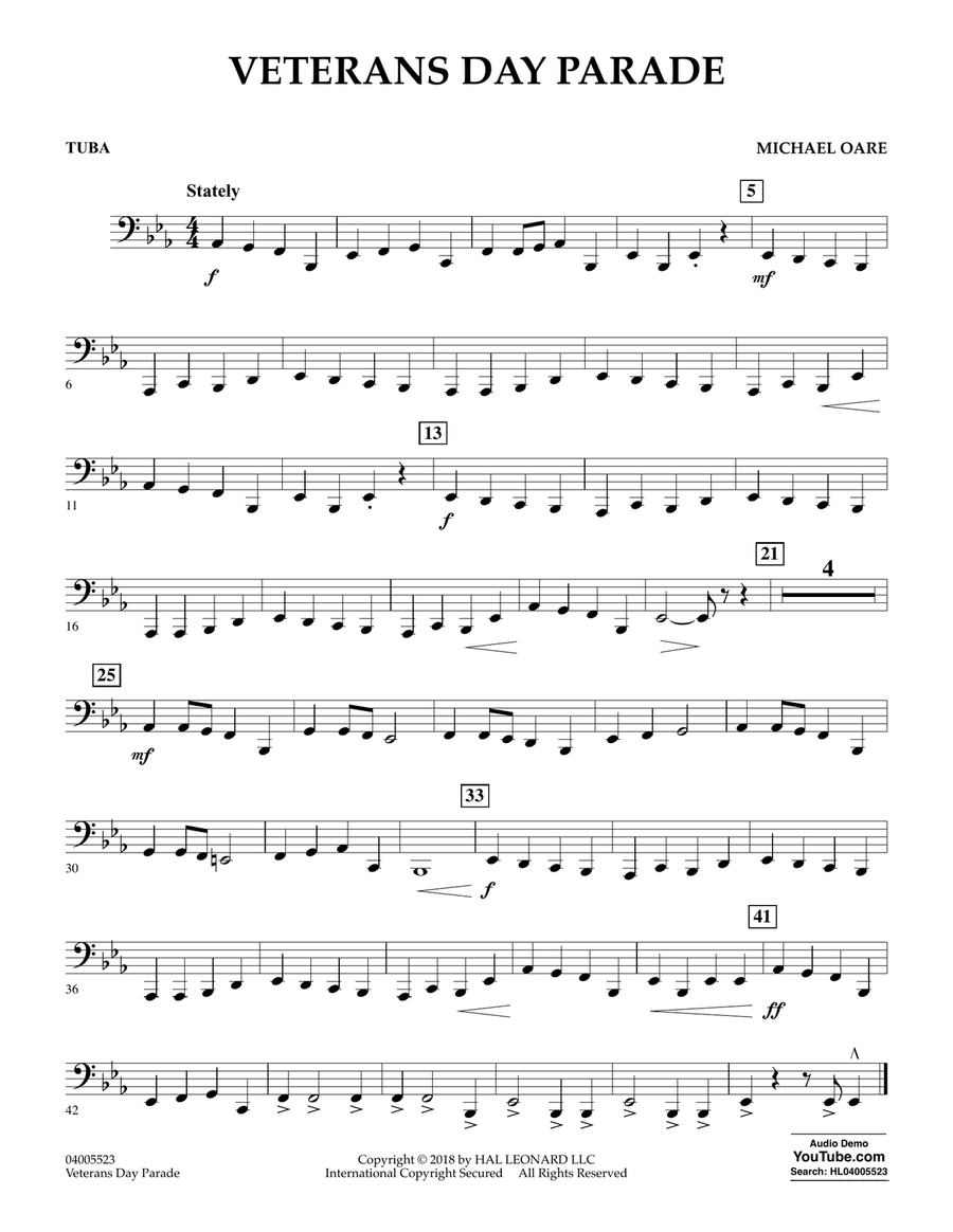 Veterans Day Parade - Tuba Concert Band scores gallery preview page 1