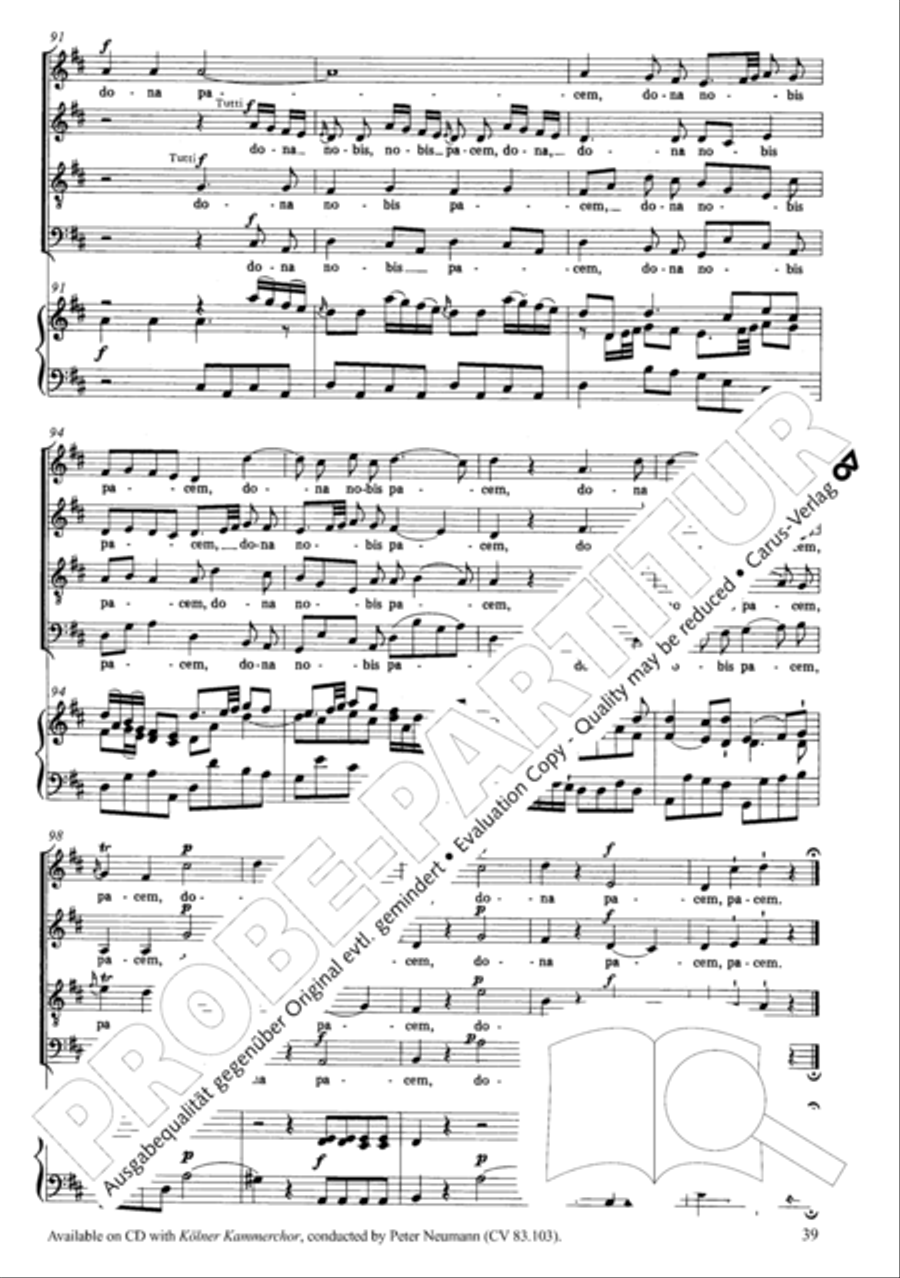Missa brevis in D Major, K. 194 4-Part scores gallery preview page 40