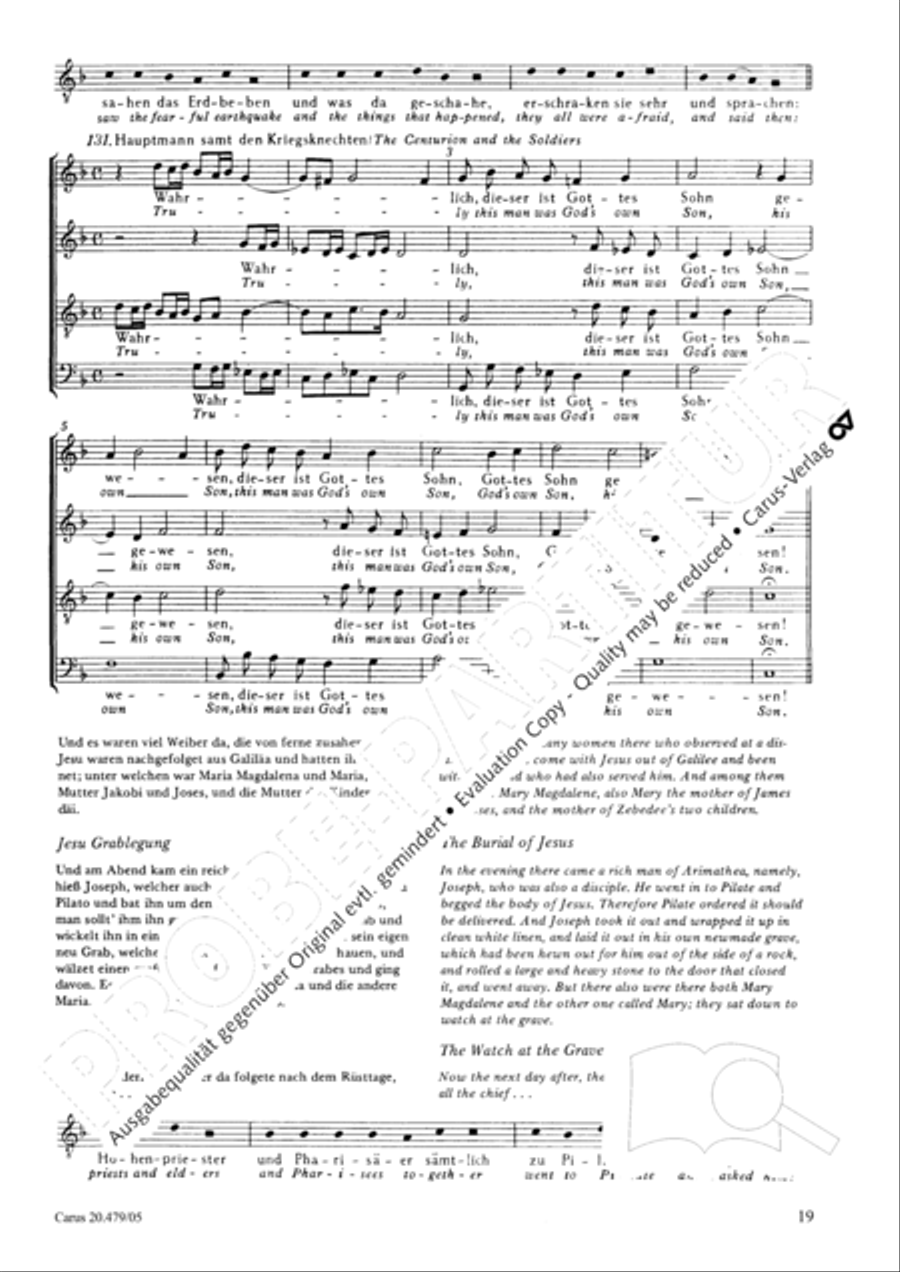 St. Matthew Passion (Matthaus-Passion) 4-Part scores gallery preview page 20