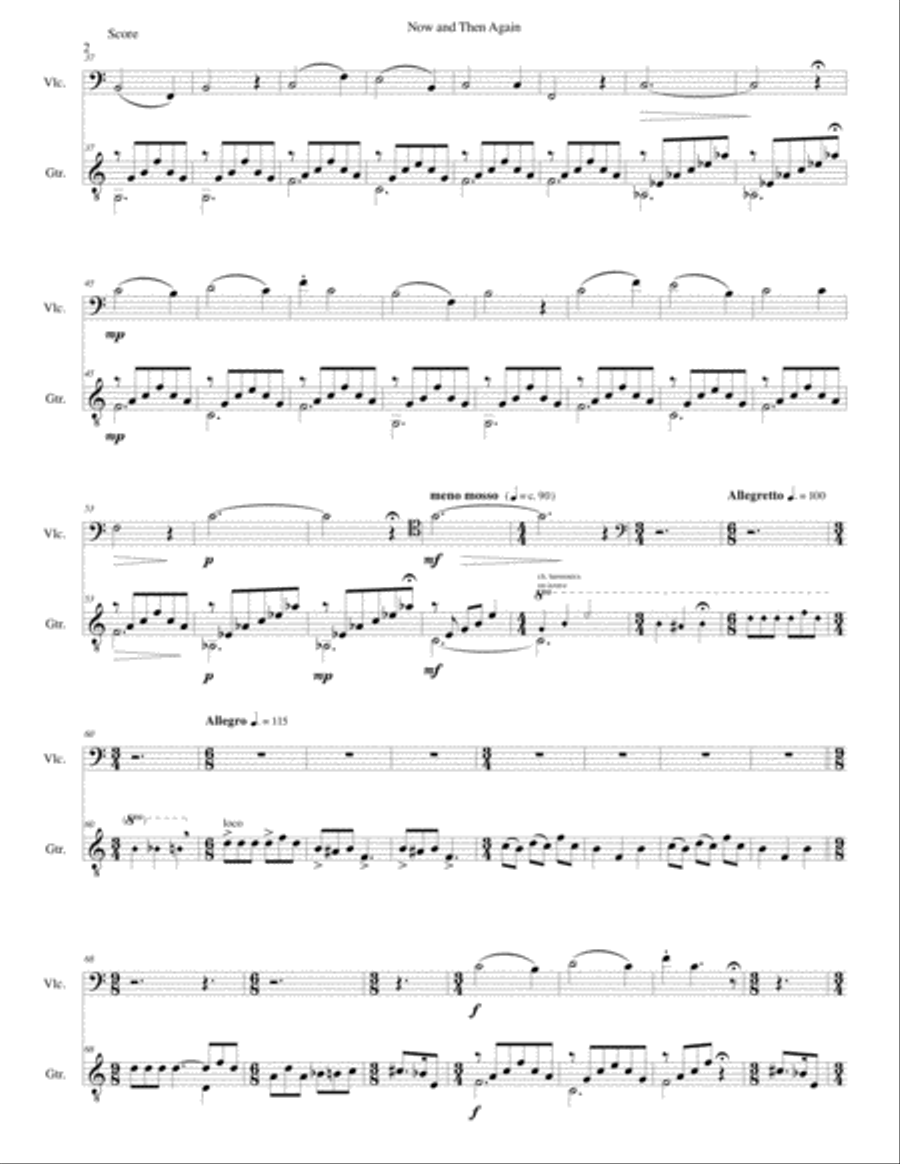 Now and then again for cello and guitar String Duet scores gallery preview page 2