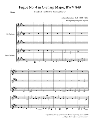 Fugue No. 4 in C# Minor (WTC Book 1) for Clarinet Quintet