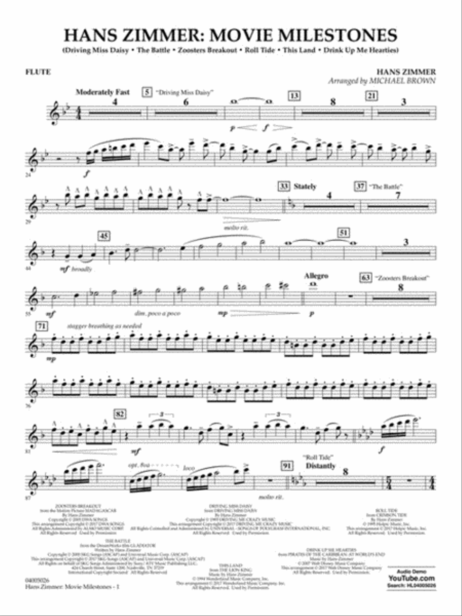 Hans Zimmer: Movie Milestones Concert Band scores gallery preview page 4