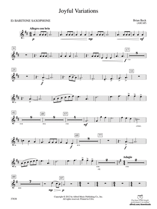 Book cover for Joyful Variations: E-flat Baritone Saxophone