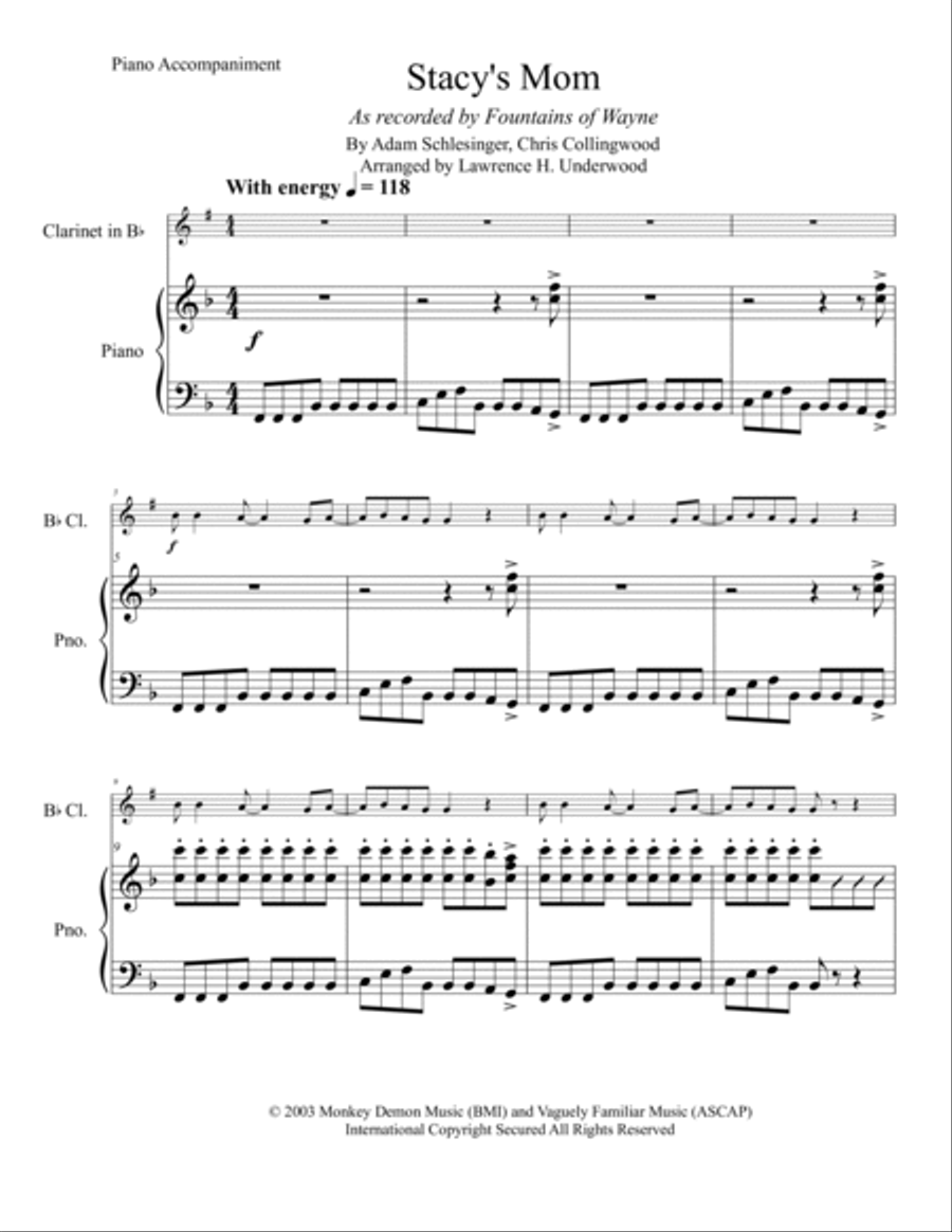Stacy's Mom B-Flat Clarinet scores gallery preview page 2