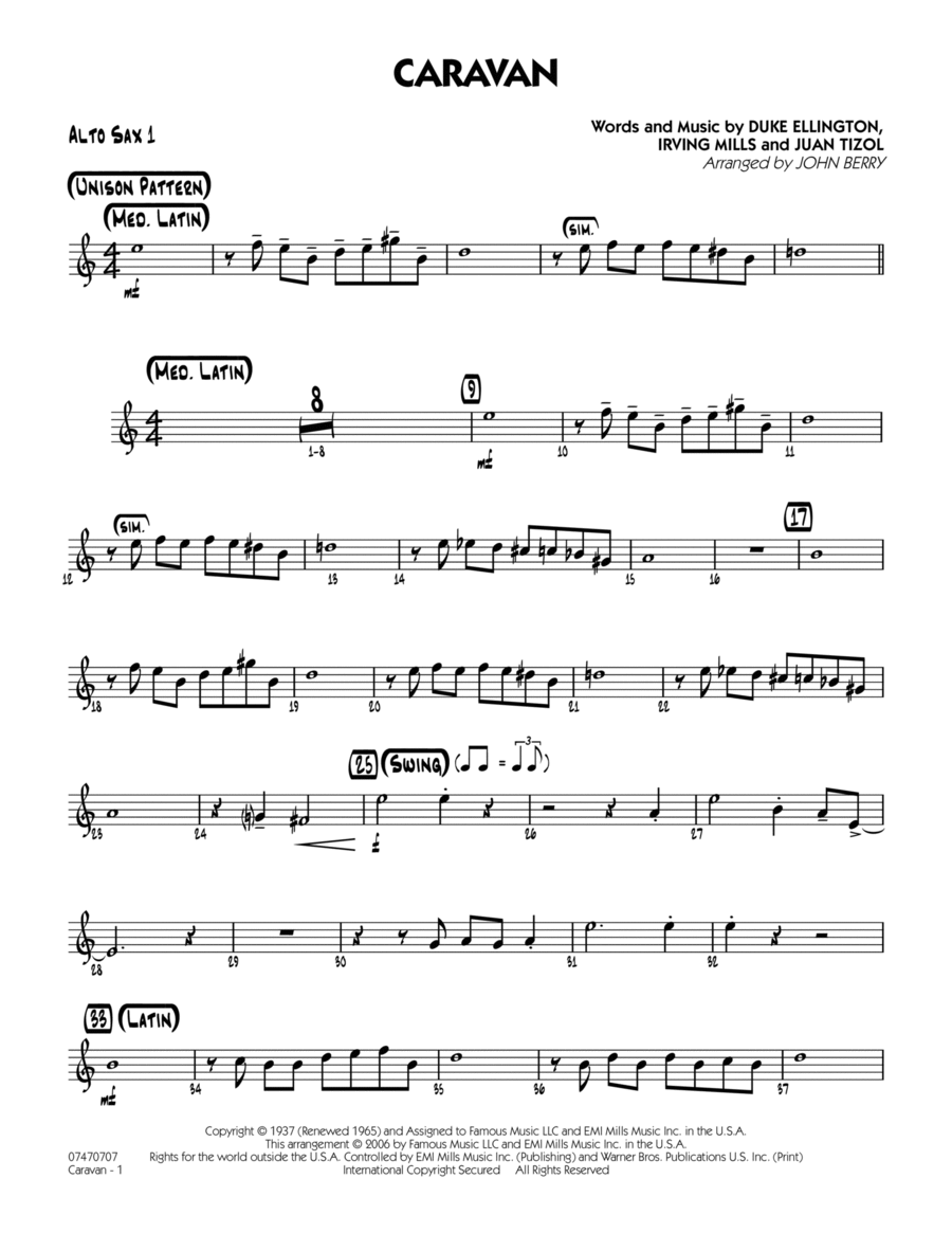 Caravan - Alto Sax 1 Caravan - Alto Sax 1 Jazz Ensemble scores gallery preview page 1