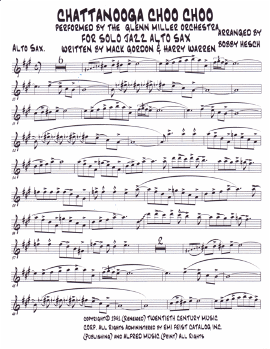 Chattanooga Choo Choo Alto Saxophone scores gallery preview page 2