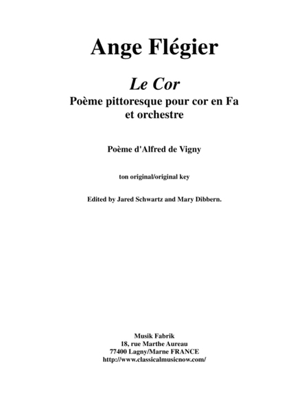 Ange Flégier: Le Cor for horn and orchestra, score and complete parts