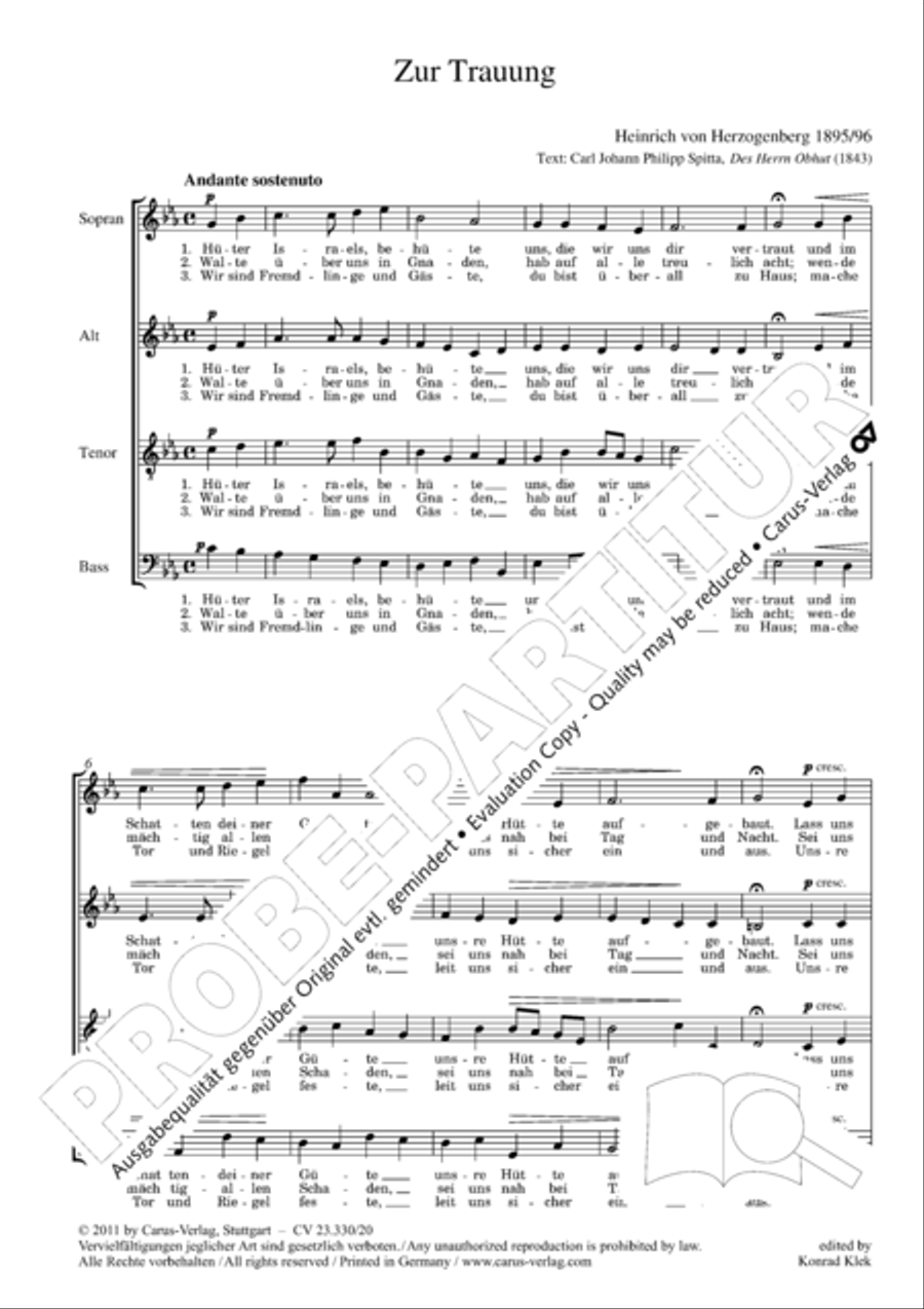 Sechs Chorsatze ohne Opuszahl Score scores gallery preview page 3