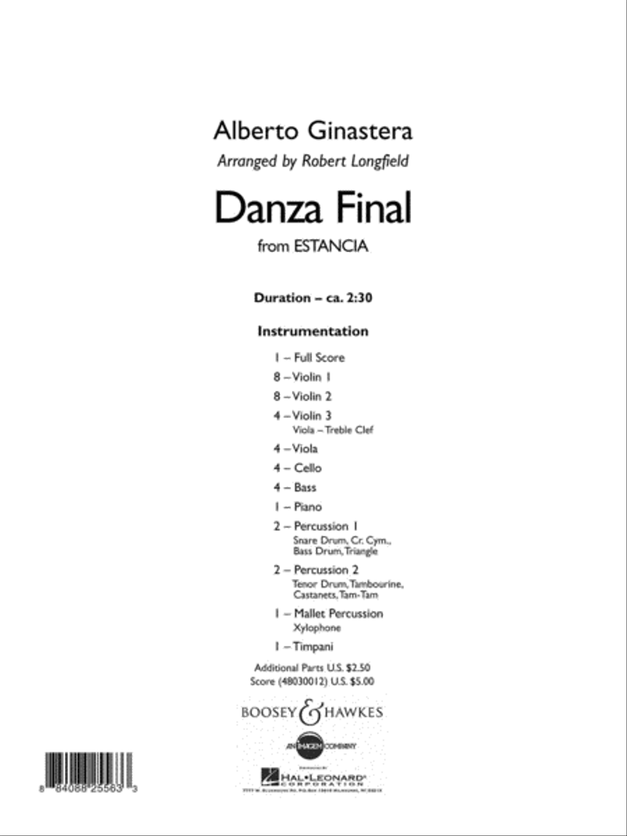 Danza Final (from Estancia) Orchestra scores gallery preview page 1