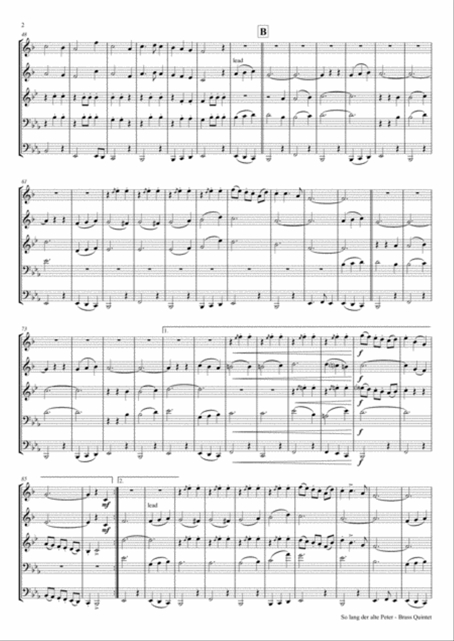 Solang der alte Peter – Oktoberfest – Munich City anthem - Brass Quintet Brass Quintet scores gallery preview page 2