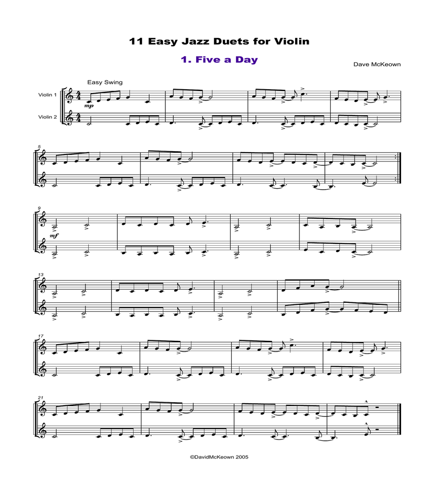 11 Easy Jazz Duets for Violin image number null