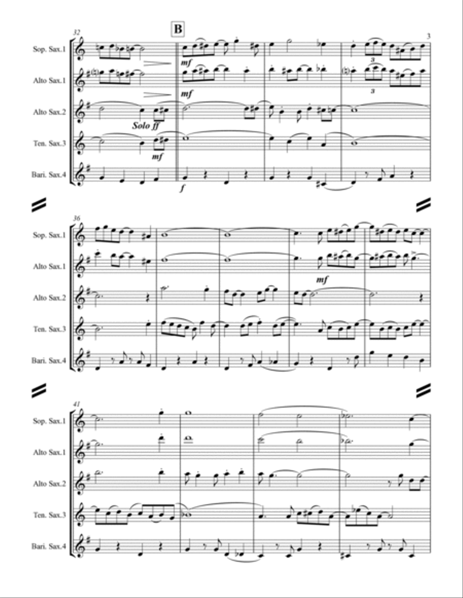 A Closer Walk With Thee (for Saxophone Quartet SATB or AATB) Saxophone Quartet scores gallery preview page 4