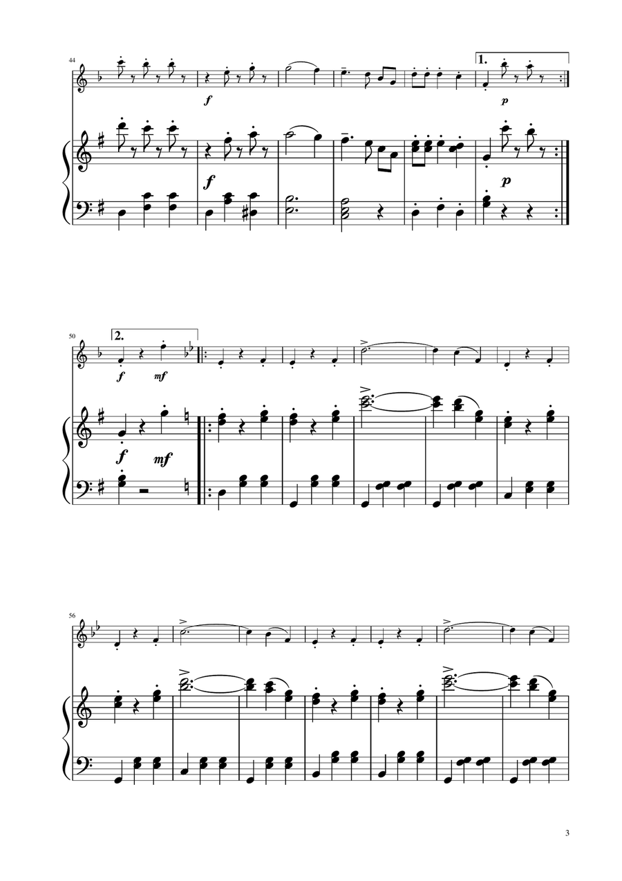 Blue Danube Walzt - Trumpet in D Solo w/ Piano Trumpet Solo scores gallery preview page 3