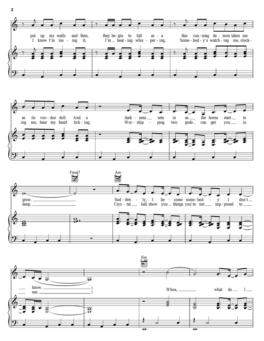 Voodoo Doll Piano, Vocal, Guitar scores gallery preview page 2