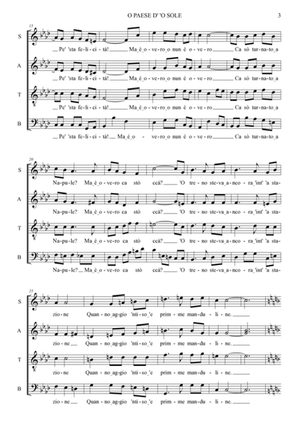 O PAESE D' 'O SOLE - Neapolitan folk song - For SATB Choir image number null