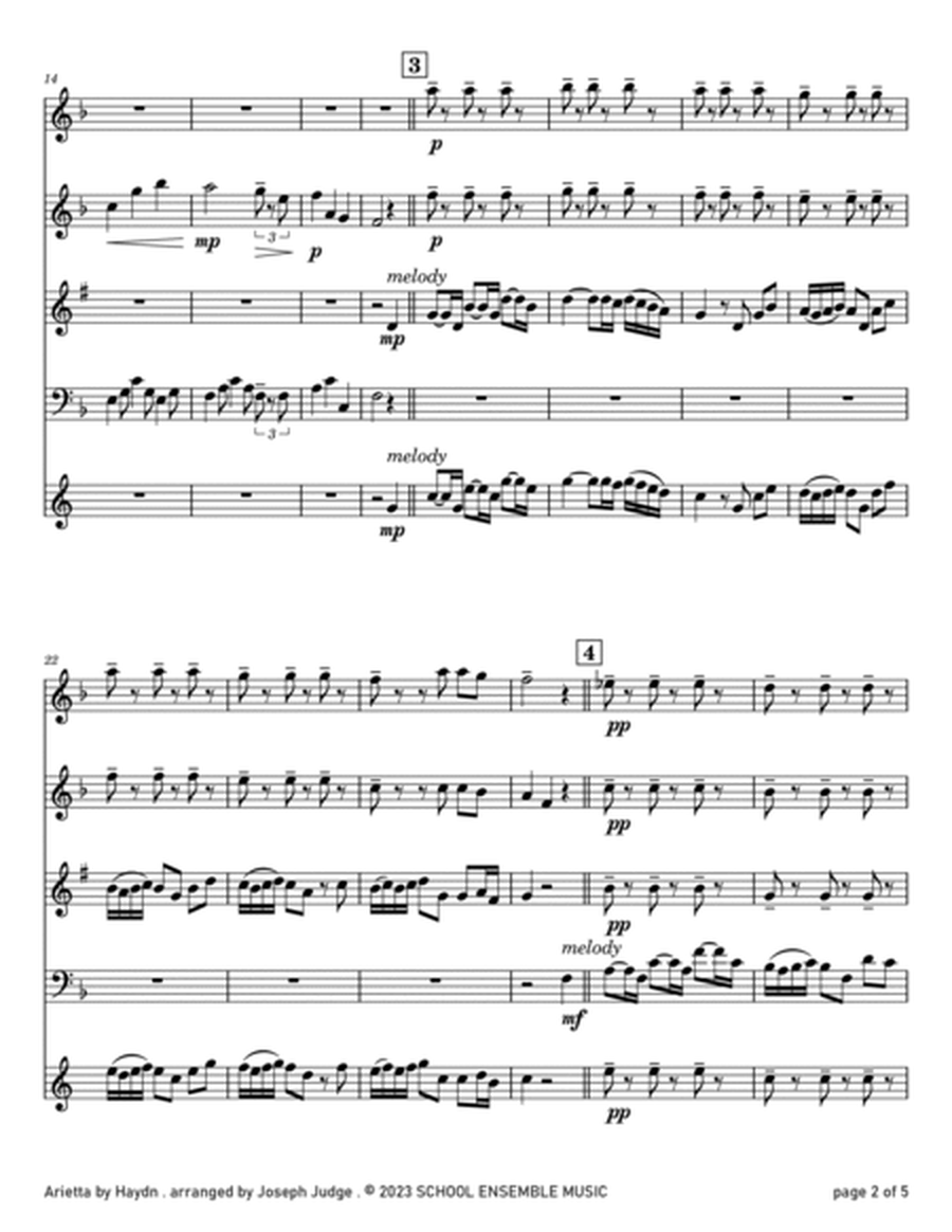 Arietta by Haydn for Woodwind Quartet in Schools image number null