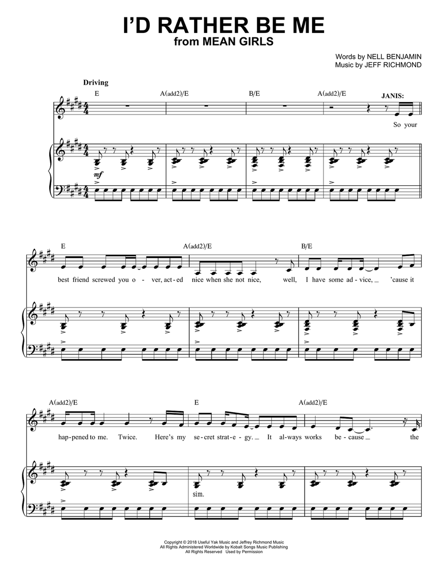 I'd Rather Be Me (from Mean Girls: The Broadway Musical) Voice scores gallery preview page 1