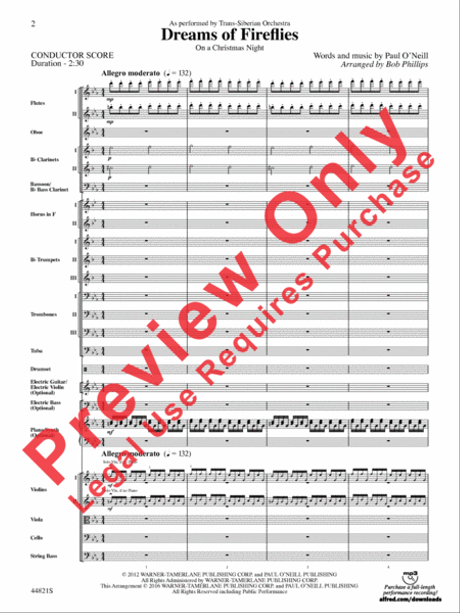 Dreams of Fireflies (On a Christmas Night) Full Orchestra scores gallery preview page 3
