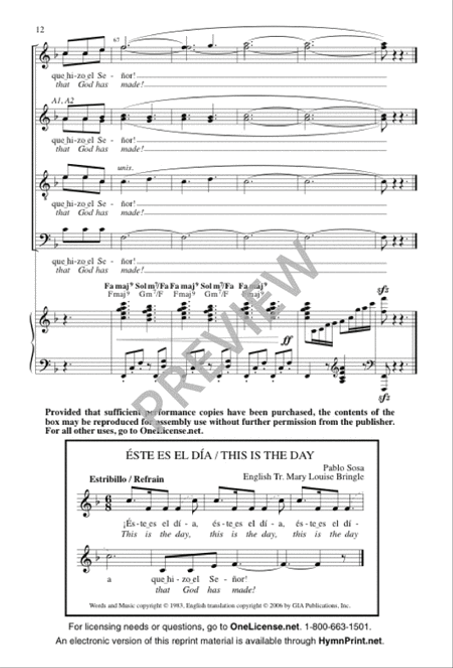 Éste es el día / This Is the Day Choir scores gallery preview page 12