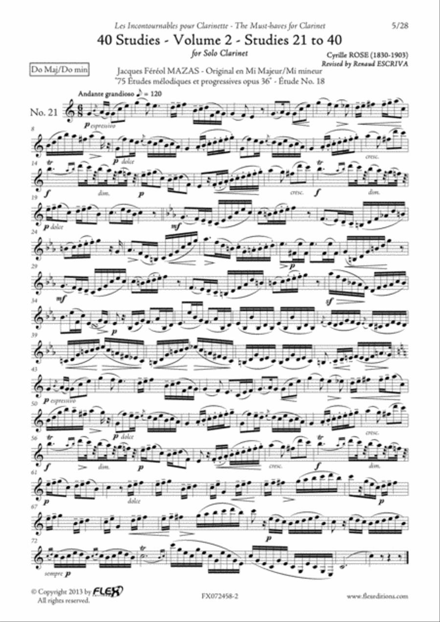 Tuition Book - 40 Studies for Clarinet - Volume 2 - Studies 21 to 40 Clarinet Solo scores gallery preview page 5