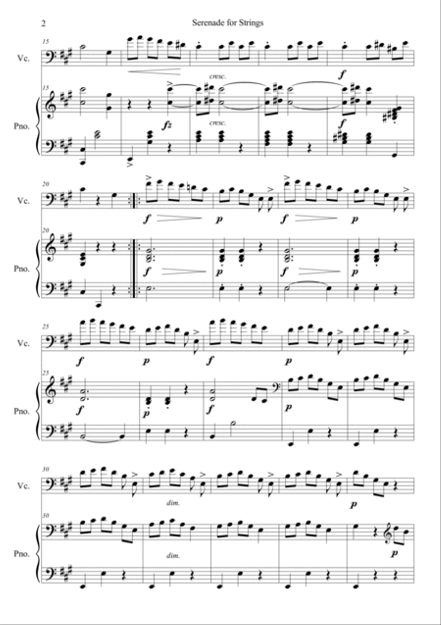 Serenade for Strings in E Major Op.22, II String Orchestra scores gallery preview page 2