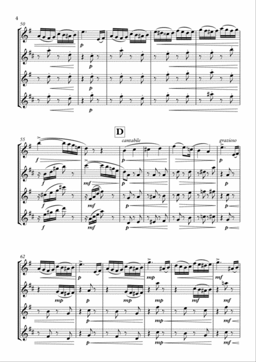La suite de El cascanueces - 1. La obertura miniatura Woodwind Quartet scores gallery preview page 4