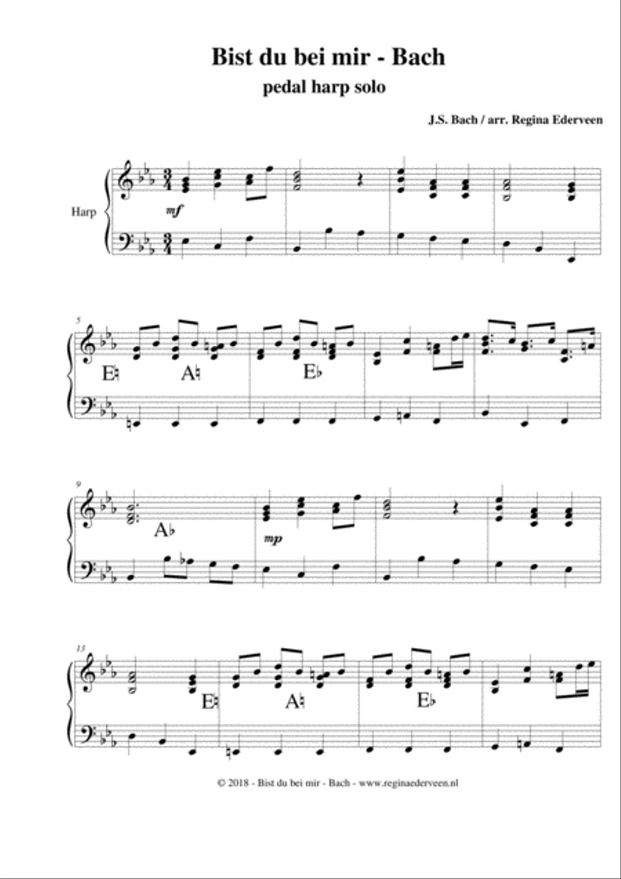 Bist du bei mir - pedal harp solo Bist du bei mir - pedal harp solo Pedal Harp scores gallery preview page 1