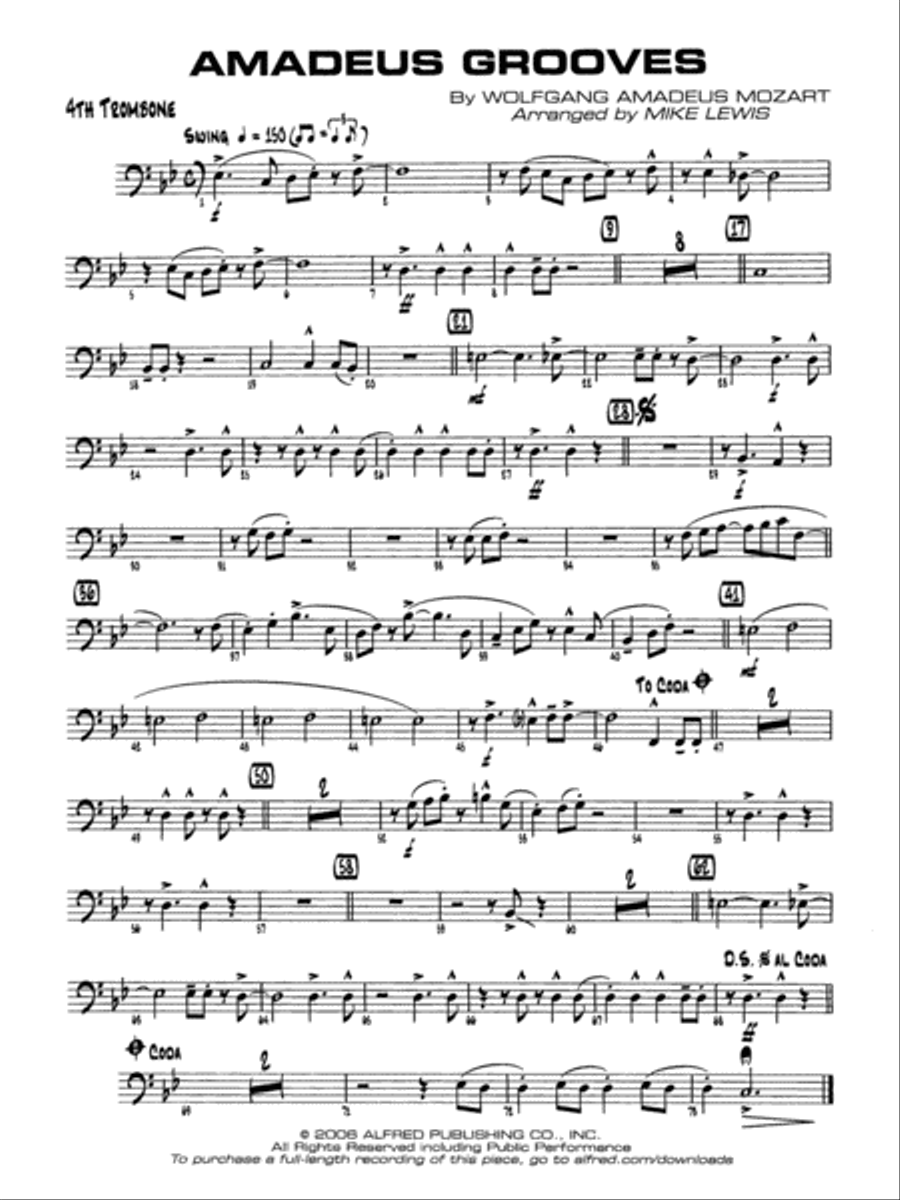 Amadeus Grooves: 4th Trombone Jazz Ensemble scores gallery preview page 1