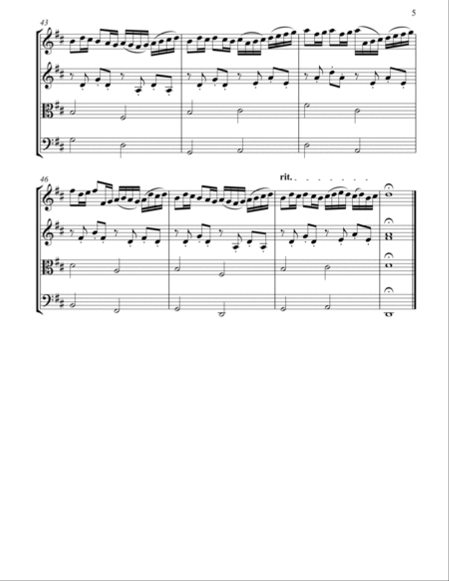 Canon in D-Weddind version for string quartet / optional part for Double Bass String Quartet scores gallery preview page 6