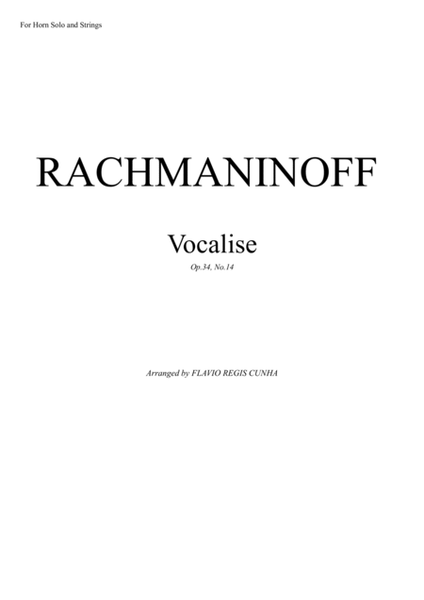 Sergei Rachmaninoff: Vocalise for Horn Solo and String Orchestra image number null