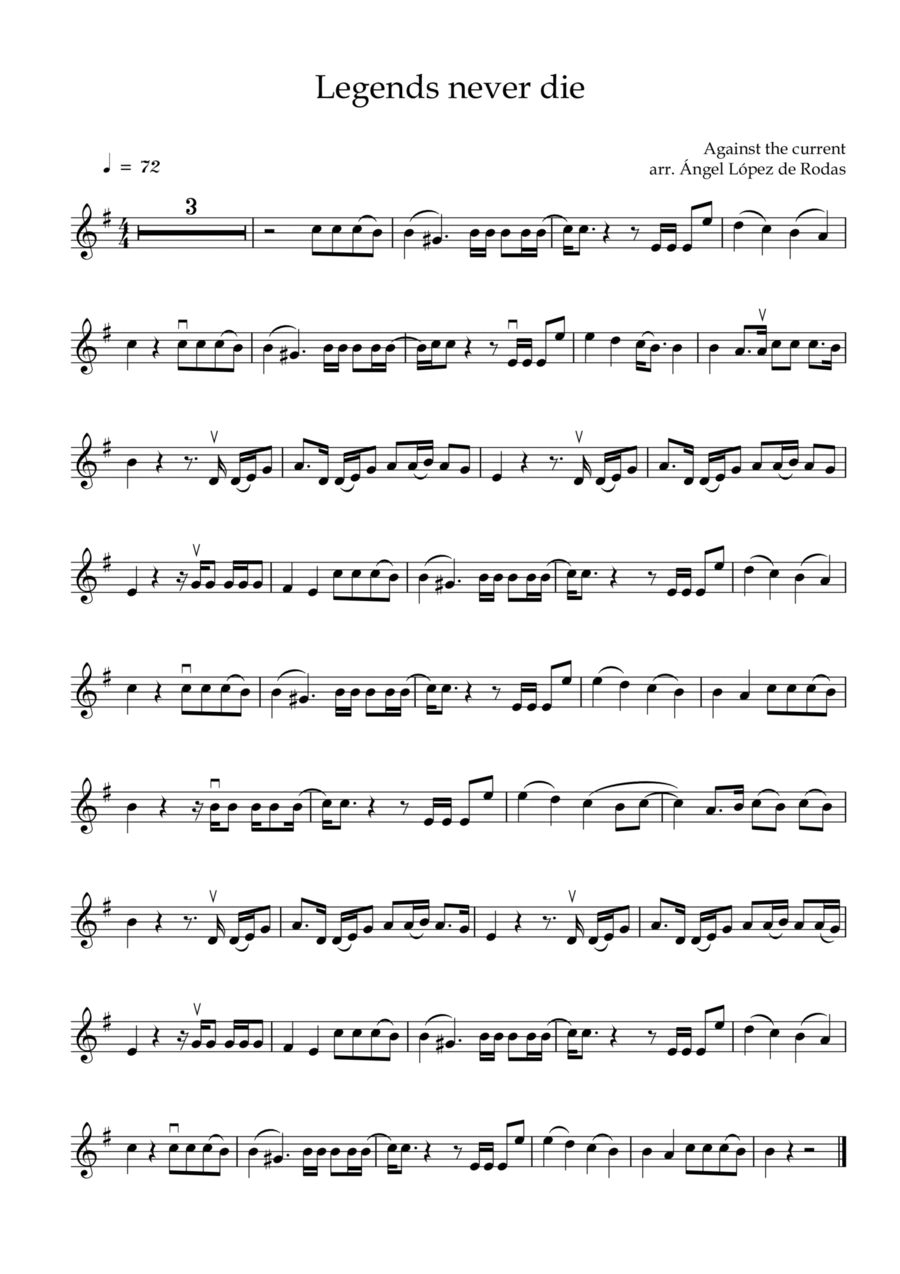 Legends Never Die Violin Solo scores gallery preview page 1