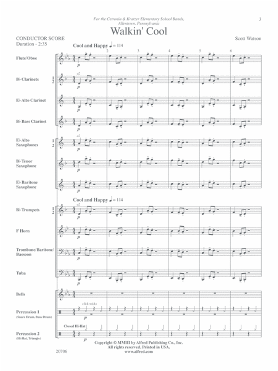 Walkin' Cool: Score Concert Band scores gallery preview page 2