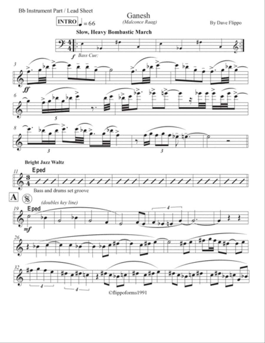 GANESH - The Globaljazz Series - Indian - Jazz Fusion -Includes key part in C, Bb Instrument and Ba Jazz Ensemble scores gallery preview page 4
