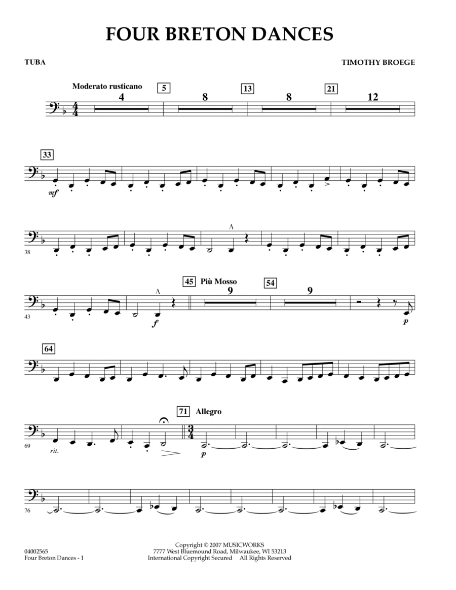 Four Breton Dances - Tuba Tuba scores gallery preview page 1