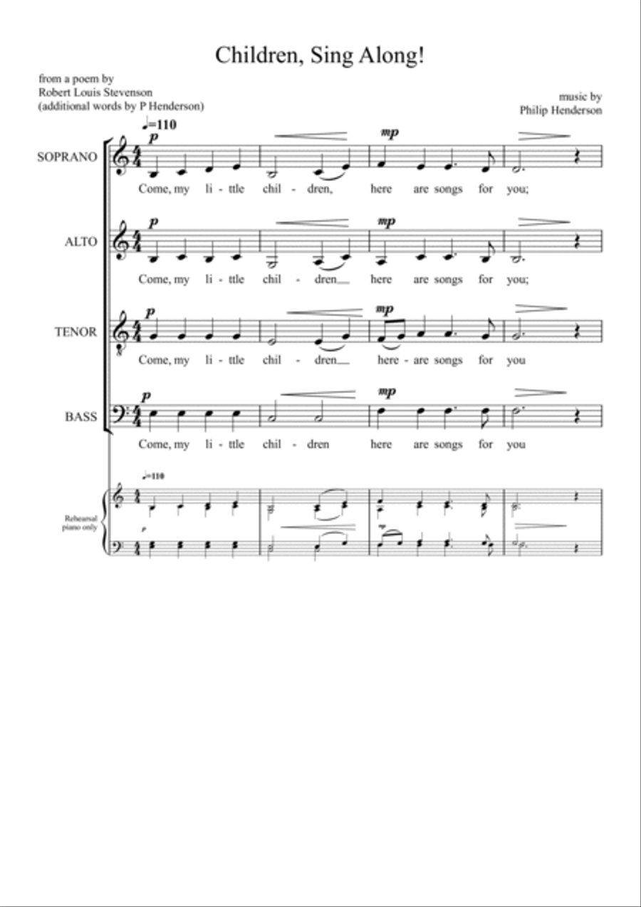 Children, Sing Along! 4-Part scores gallery preview page 2